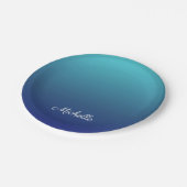 Aangepaste blauwe ombre gradiënt papieren bordje (Gekanteld)