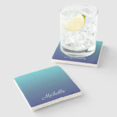 Aangepaste blauwe ombre gradiënt stenen onderzetter (Zijkant)