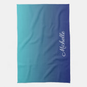 Aangepaste blauwe ombre gradiënt theedoek (Verticaal)