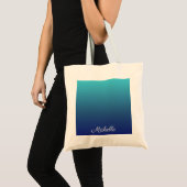 Aangepaste blauwe ombre gradiënt tote bag (Voorkant (product))