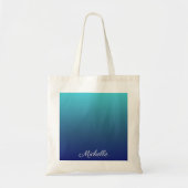Aangepaste blauwe ombre gradiënt tote bag (Voorkant)