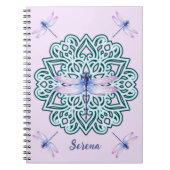 Aangepaste blauwe Paarse dragonfly Mandala roze Notitieboek (Voorkant)