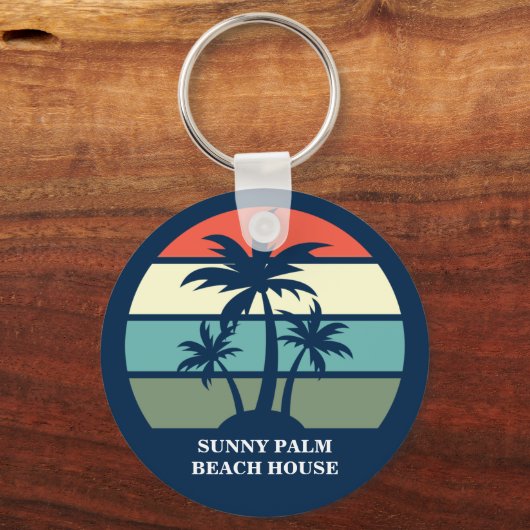 Aangepaste blauwe palmboom voor vakantiegebruik in sleutelhanger (Voorkant)