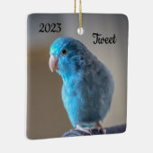 Aangepaste Blauwe Parrotlet Bird Keramisch Ornament (Rechts)