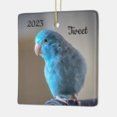 Aangepaste Blauwe Parrotlet Bird Keramisch Ornament (Links)