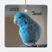 Aangepaste Blauwe Parrotlet Bird Keramisch Ornament (Achterkant)