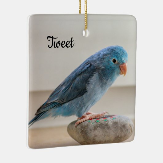 Aangepaste Blauwe Parrotlet Bird Keramisch Ornament (Rechts)