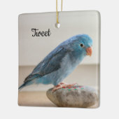 Aangepaste Blauwe Parrotlet Bird Keramisch Ornament (Links)