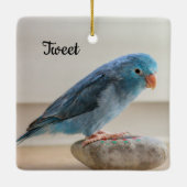 Aangepaste Blauwe Parrotlet Bird Keramisch Ornament (Achterkant)