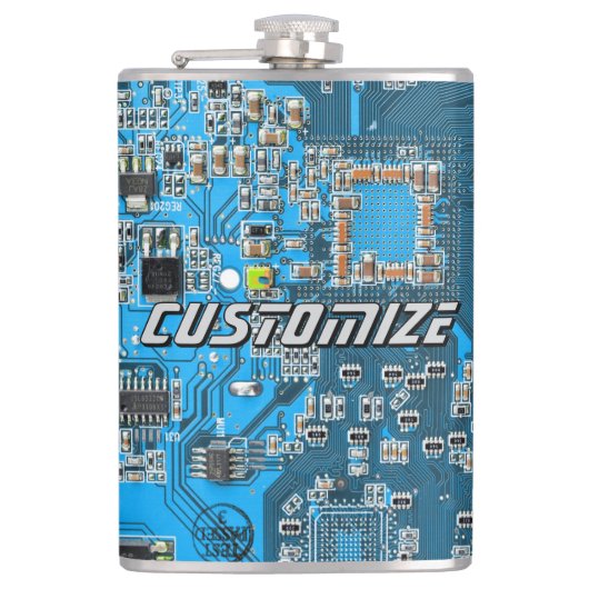 Aangepaste Blauwe PCB-printplaat voor IT-professio Heupfles (Voorkant)