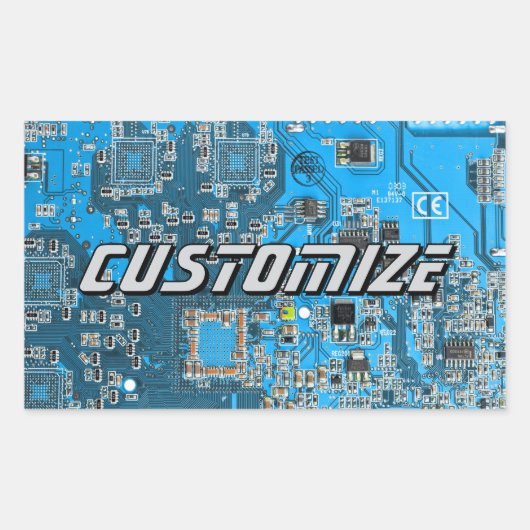 Aangepaste Blauwe PCB-printplaat voor IT-professio Rechthoekige Sticker (Voorkant)
