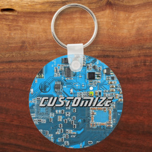 Aangepaste Blauwe PCB-printplaat voor IT-professio Sleutelhanger