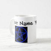 Aangepaste blauwe pentagram/Pentacle Wiccan-Mok Koffiemok (Voorkant links)