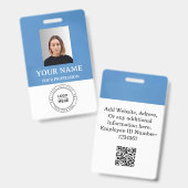 Aangepaste Blauwe Personeelsnaam Badge met Foto, L (Front & Back)