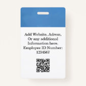 Aangepaste Blauwe Personeelsnaam Badge met Foto, L (Achterkant)