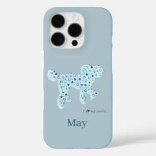 Aangepaste Blauwe Poodle Persoonlijke Cadeau voo iPhone 16 Pro Hoesje