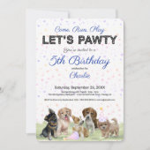 Aangepaste blauwe puppy Dog Birthday Party Kaart (Voorkant)