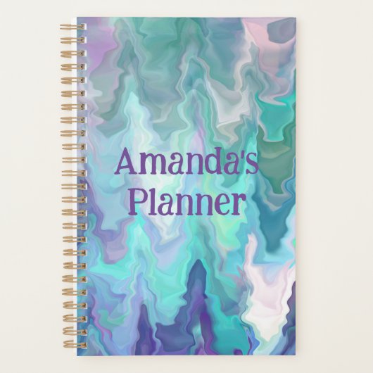 Aangepaste Blauwe Rapsodie | Abstracte kunst Planner (Voorkant)