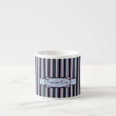 Aangepaste blauwe roze Stripe Espresso Mok (Voorkant)