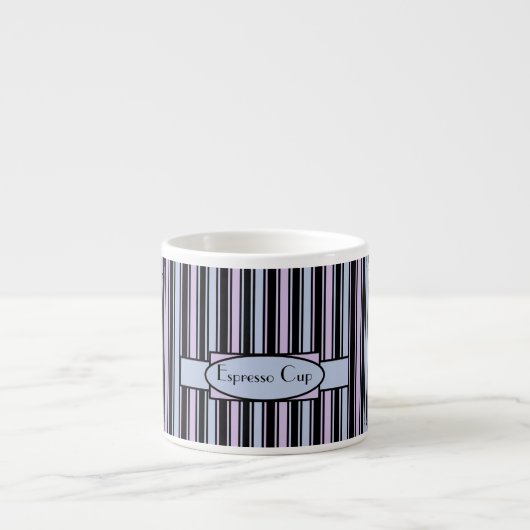 Aangepaste blauwe roze Stripe Espresso Mok (Voorkant)