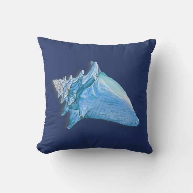 Aangepaste Blauwe Schelpen Nautilus Schelp Waterve Kussen (Voorkant)