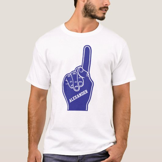 Aangepaste blauwe schuimvinger voor sportbeoefenin t-shirt (Voorkant)