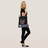 Aangepaste blauwe Sorority Natural Hair Black Art Tote Bag (Op model)