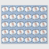 Aangepaste blauwe speldenfoto van Baby Birthday Cadeaupapier (Vlak)