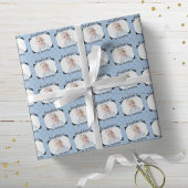 Aangepaste blauwe speldenfoto van Baby Birthday Cadeaupapier