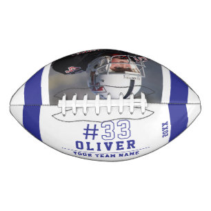 Aangepaste Blauwe Speler Naam Nummer Team Foto American Football