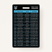 Aangepaste Blauwe Speler Team Roster Kaart Sport B Badge (Achterkant)