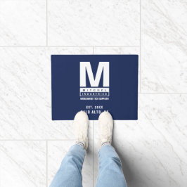 Aangepaste blauwe standaard Logo bedrijfsnaam Deurmat