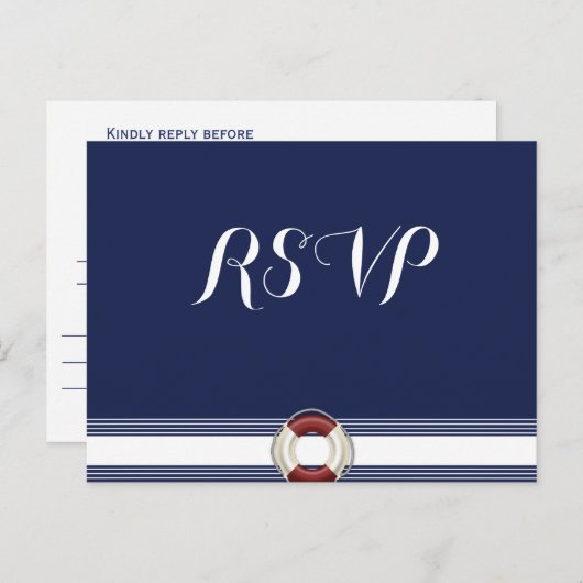 Aangepaste blauwe standaard RSVP-Briefkaarten Uitnodiging Briefkaart (Voorkant / Achterkant)