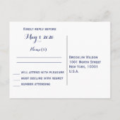 Aangepaste blauwe standaard RSVP-Briefkaarten Uitnodiging Briefkaart (Achterkant)