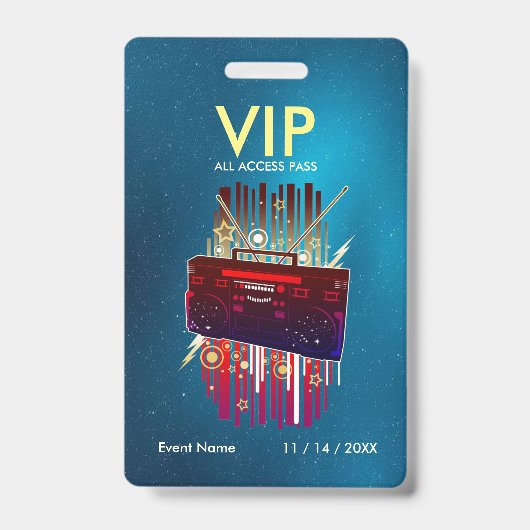 Aangepaste Blauwe Ster Gradiënt VIP Pas Voor Evene Badge (Voorzijde)