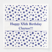 Aangepaste blauwe sterren met bericht verjaardagsf servet (Voorkant)
