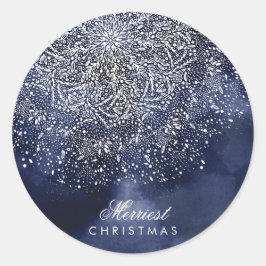 Aangepaste blauwe Sticker voor kerstmis met snowfl
