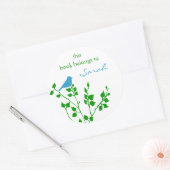 Aangepaste blauwe Stickers voor een groen vogelboe (Envelop)