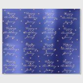 Aangepaste Blauwe Stippen Roos Goud Crystal Swarov Cadeaupapier (Vlak)