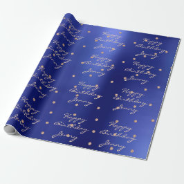 Aangepaste Blauwe Stippen Roos Goud Crystal Swarov Cadeaupapier