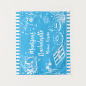 Aangepaste Blauwe Strand Bruidsmeisjesfeest Persoo Wandkleed (Voorkant)
