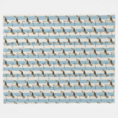 Aangepaste Blauwe Streep Duitse Herder Pet Naam Fleece Deken (Voorkant (Horizontaal))