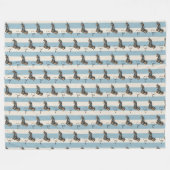 Aangepaste Blauwe Streep Teckel Huisdier Naam Fleece Deken (Voorkant (Horizontaal))