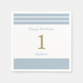 Aangepaste Blauwe Strepen Baby Boy Verjaardag Serv Servet