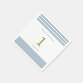 Aangepaste Blauwe Strepen Baby Boy Verjaardag Serv Servet (Hoek)
