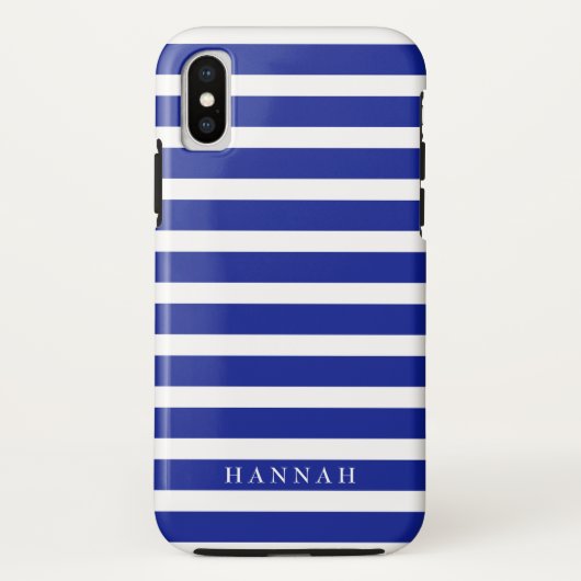 Aangepaste blauwe stripes Case-Mate iPhone case (Achterkant)