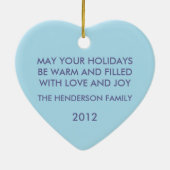 Aangepaste blauwe Stripes Heart Photo Ornament (Achterkant)