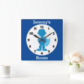 Aangepaste blauwe superheld Boy Kinder Room Vierkante Klok (Huis)