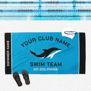 Aangepaste blauwe SWIM Team zwemmer Strandlaken
