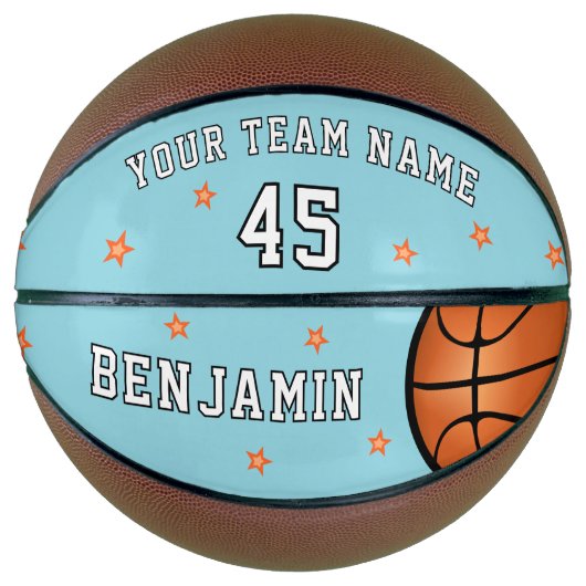 Aangepaste blauwe teamnaam Aantal sterren Basketbal (Voorkant)